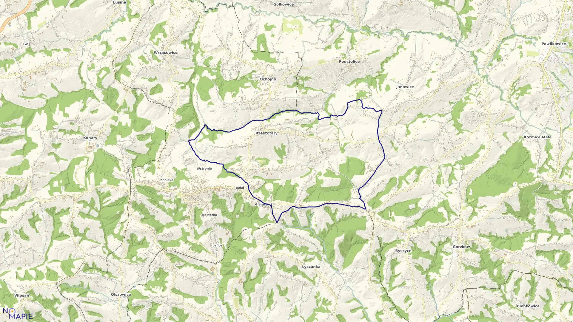 Mapa obrębu Rzeszotary w gminie Świątniki Górne